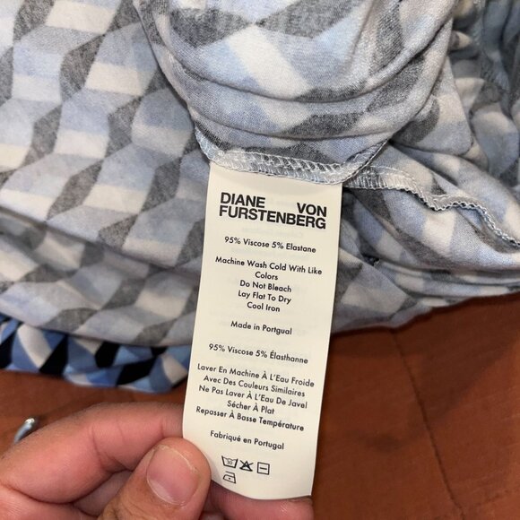 NWOT Diane von Furstenberg Tabitha Stretch Jersey Dress in Blue with Sashed Tie - Picture 9 of 11